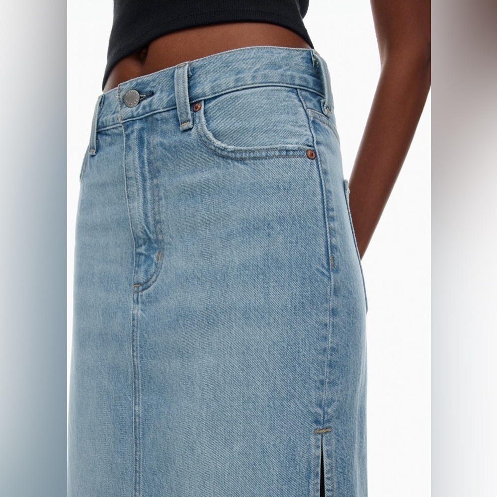DENIM FORUM “The 90s Denim Skirt” Size 27 Indigo Blue Womens Midi - Picture 4 of 15